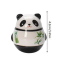 Japanese Ceramic Panda Doll Crafts Tumbler Toy Lucky Charm Fortune Qme A