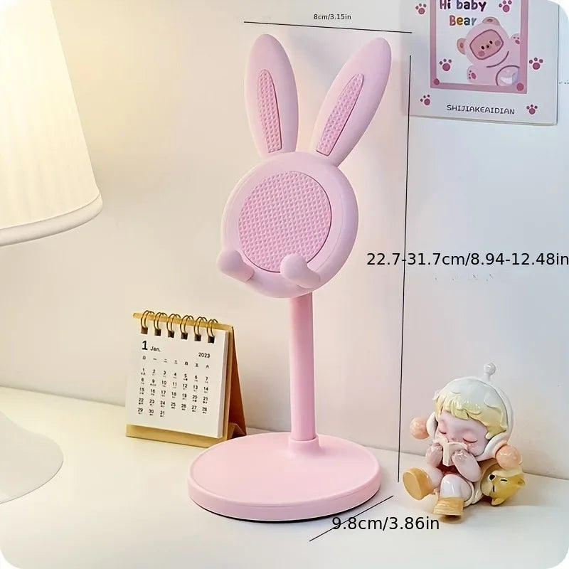 Cute Rabbit Mobile Phone Stand Desktop Adjustable Telescopic Lift Lazy Stand Cartoon Bunny Phone Holder For iPhone IPad Samsung Qme