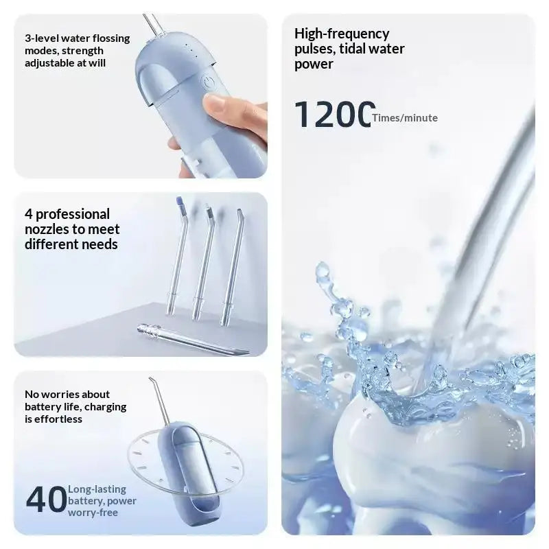 Electric Portable Oral Care Irrigator Rechargeable 4 Cleaning Modes Qme