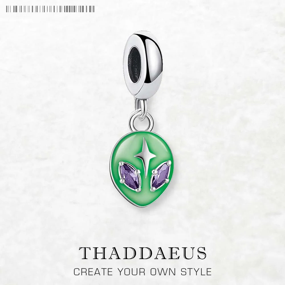 Alien Head Dangle Charm Pendant Europe Style Fine Jewelry Women Men Trendy Gift In 925 Sterling Silver Qme Ring Clasp 1