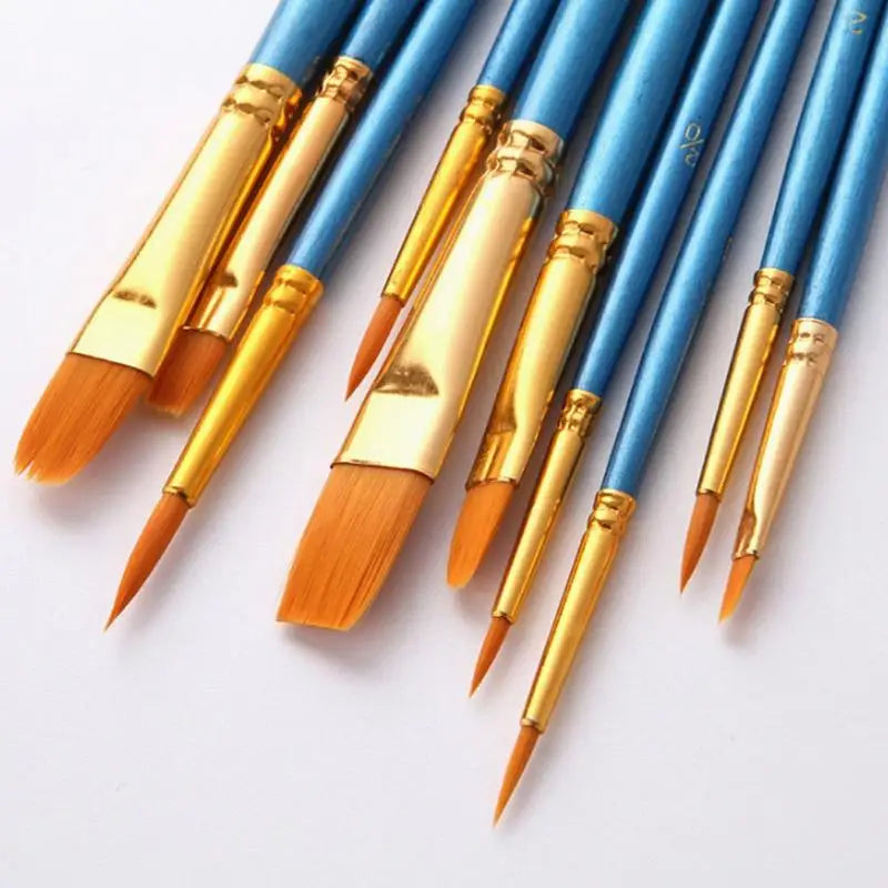 Detail Painting Brushes Professional Round Flat Nylon Hair Watercolor Qme