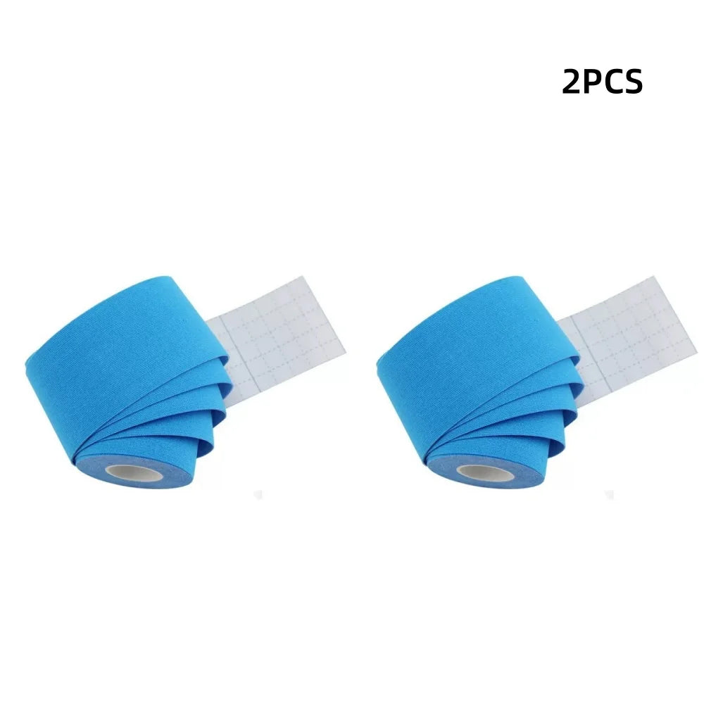 Sports Kinesio Tape Muscle Kinesiology Elastic Knee Pain Relief Strain Patch Athletic Recovery Stickers Fitness Bandages Qme Light Blue-2pcs