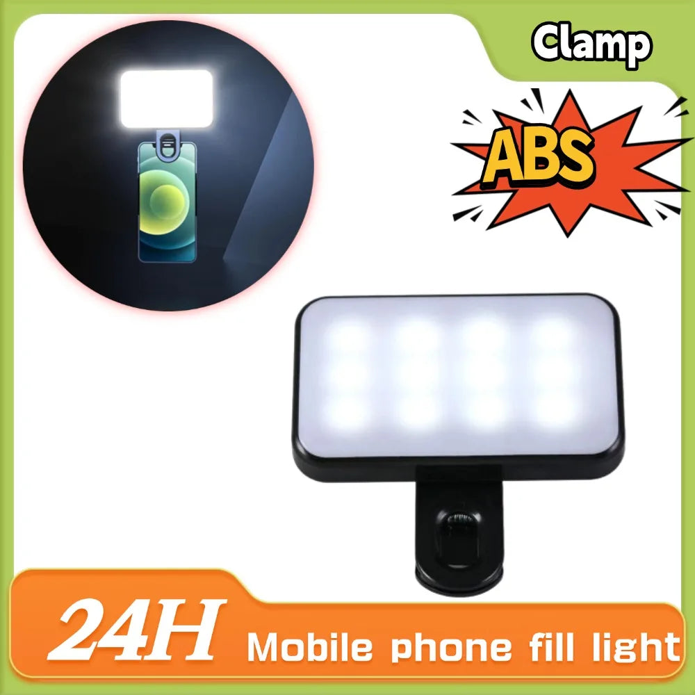 NEW Mini Rechargeable Selfie Fill Light - 3 Color Modes, Adjustable Brightness, Clip-on LED Light for Mobile Phones & Computers Qme
