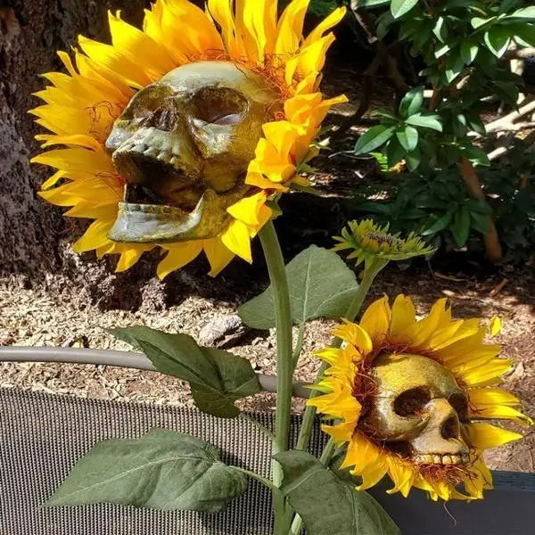 Creepy Skull Sunflower Flowers Skull Festival Art Craft Garden Decoration Simulation Flower Ornaments Halloween Decorations Qme