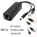 2PCS 48V to 5V POE Splitter Isolated DC Power Supply Module Separation Cable Poe Splitter for Security Cameras IP Phones Qme 2pcs