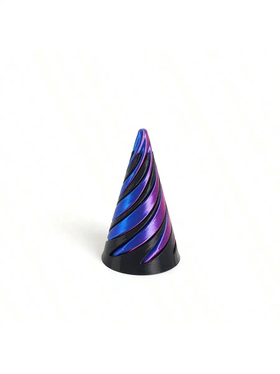 3D Printed Spiral Cone Christmas Tree Decoration Made Plastic Qme blackish purple