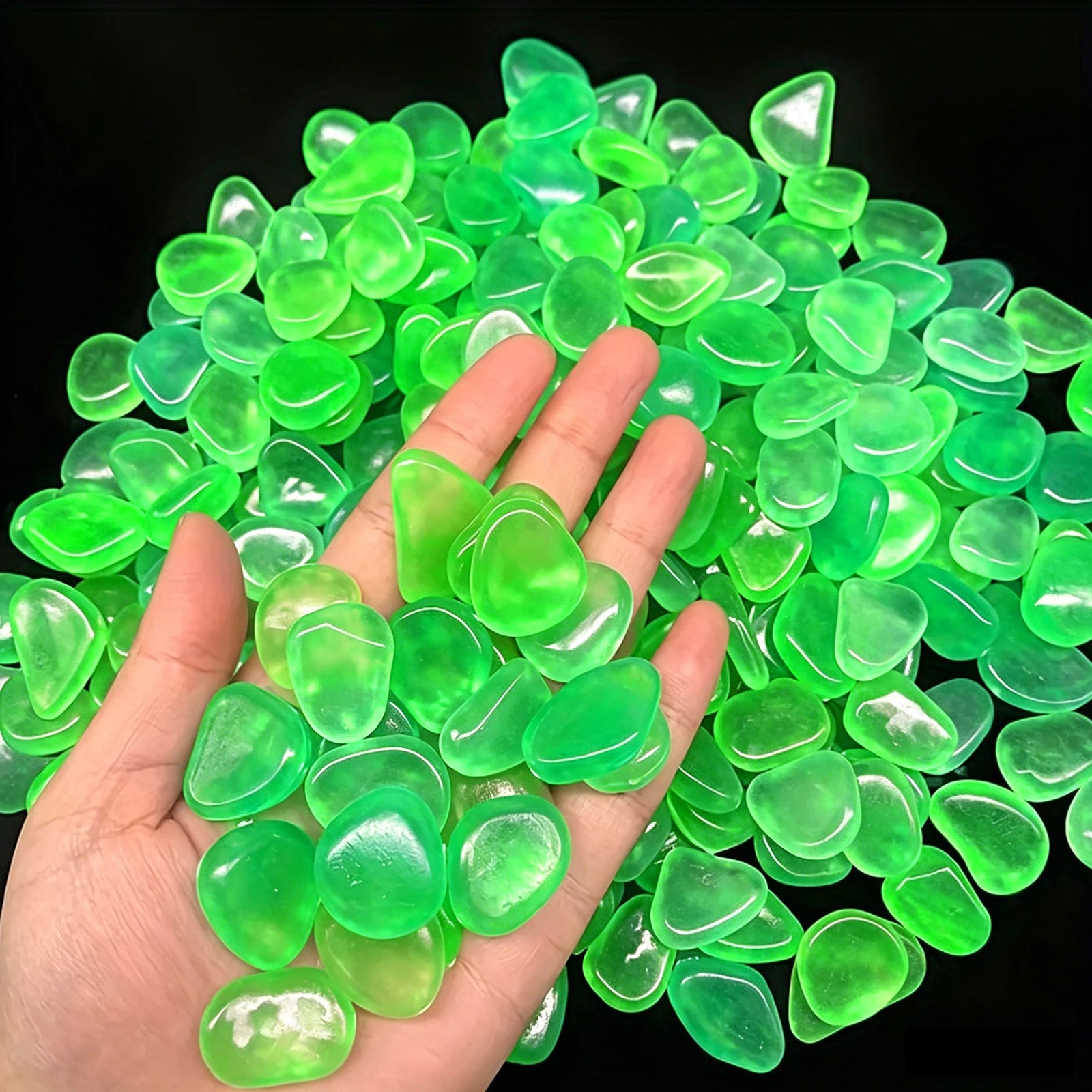 200-1000 Pcs Luminous Rock Stone Luminous Dark Garden Pebbles for Sidewalk Fish Tank Decoration, Aquariums, Fish Tanks Loom Qme Green 200PCS