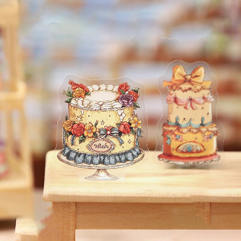 Vintage Cake Sticker Pack, Perfect for Creating Sweet Atmosphere Works, Versatile Creative Collage Material for Multiple Scenes Qme