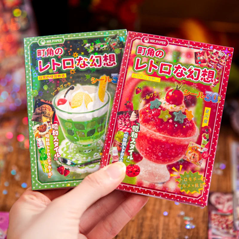 Dessert Theme Die-Cut Stickers Book 20/30 Sheets for DIY Decorative Scrapbook Phone Case Collage Aesthetic Stationery Stickers Qme AB-60 Pcs