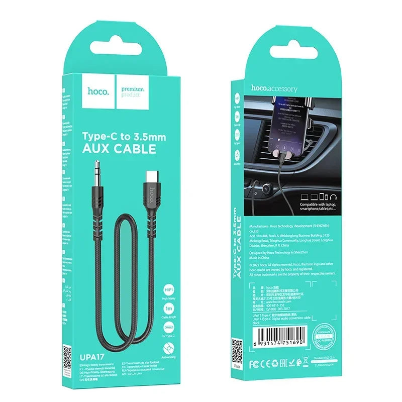 USB Type C To 3.5 MM Jack AUX Cable DAC Type-C Audio Kabel for Car Speaker Headphone Tipo C Auxiliary Adapter Cabo 0.5M 1M Qme