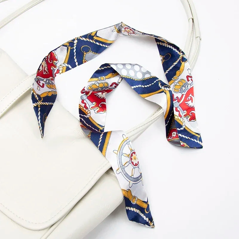 Skinny Scarf Hair Small Women Simple Handle Ribbon Fashion Printing Qme