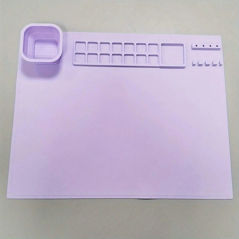 1PCS Silicone Painting Pad Brush Holder Silicone Mat,Silicone Art Drawing Pad Washable Graffiti Mat Birthday Gift Oil Paint Pad Qme Purple