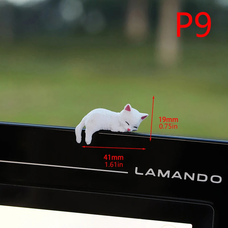Cute Mini Cartoon Car Cat Ornaments Screen Edge Decoration Micro Qme 9