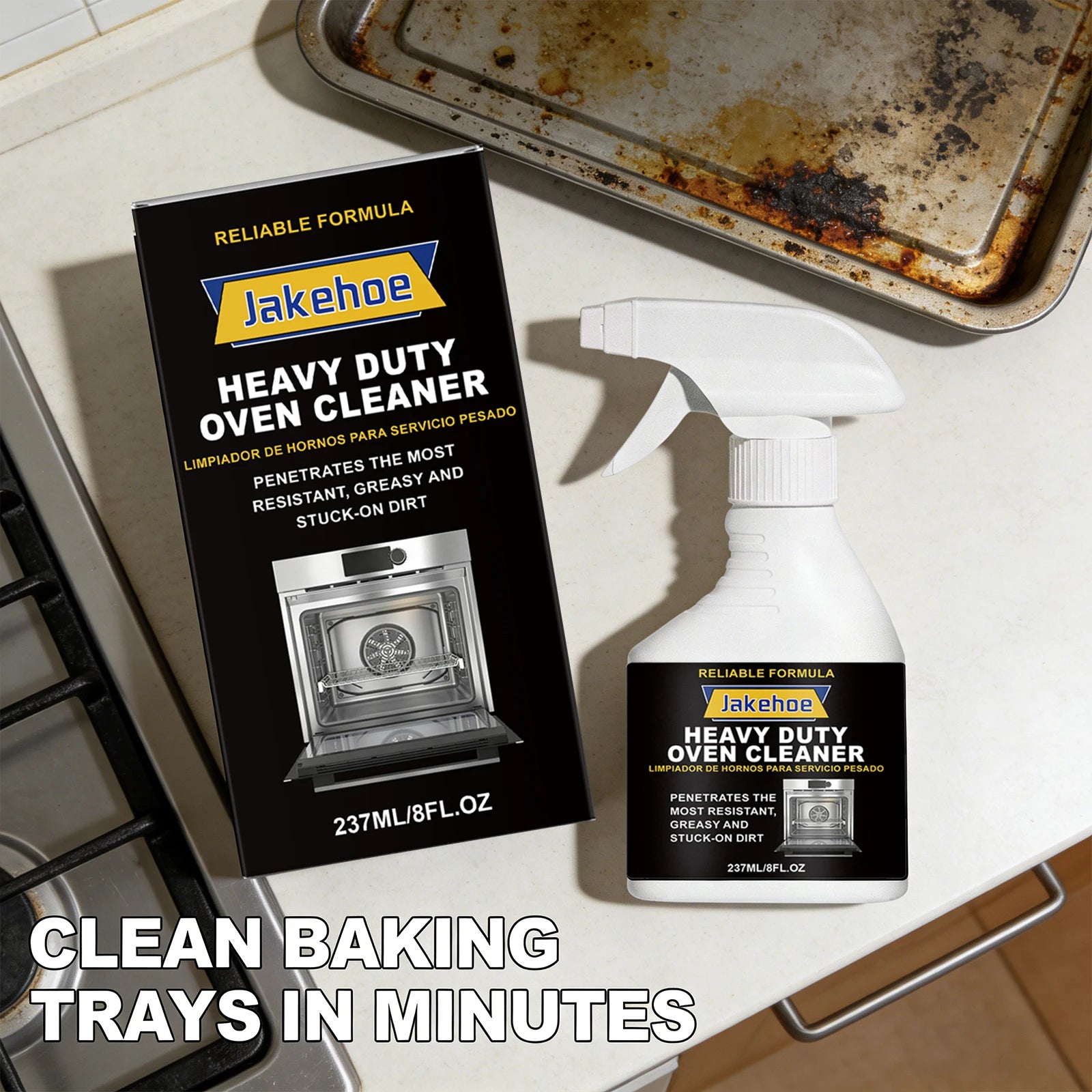 JAKEHOE Heavy Duty Oven Cleaner Removing Food Residues Decompose Stubborn Oil Stains Freshing Kitchen Oil Stains Cleaning Spray Qme