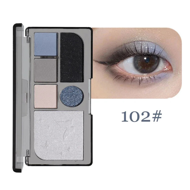6 Color Black Smokey Eyeshadow Pallets Face Matte Contour Blush Powder All-in-One Makeup Pigments Shimmer Women Cosmetics Korean Qme 102