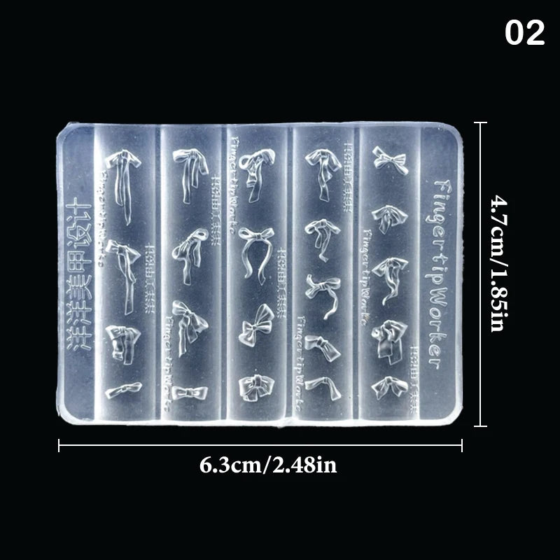 3D DIY Manicure Art Mould Tools Bowknot Silicone Nail Mold Mixed Qme 2