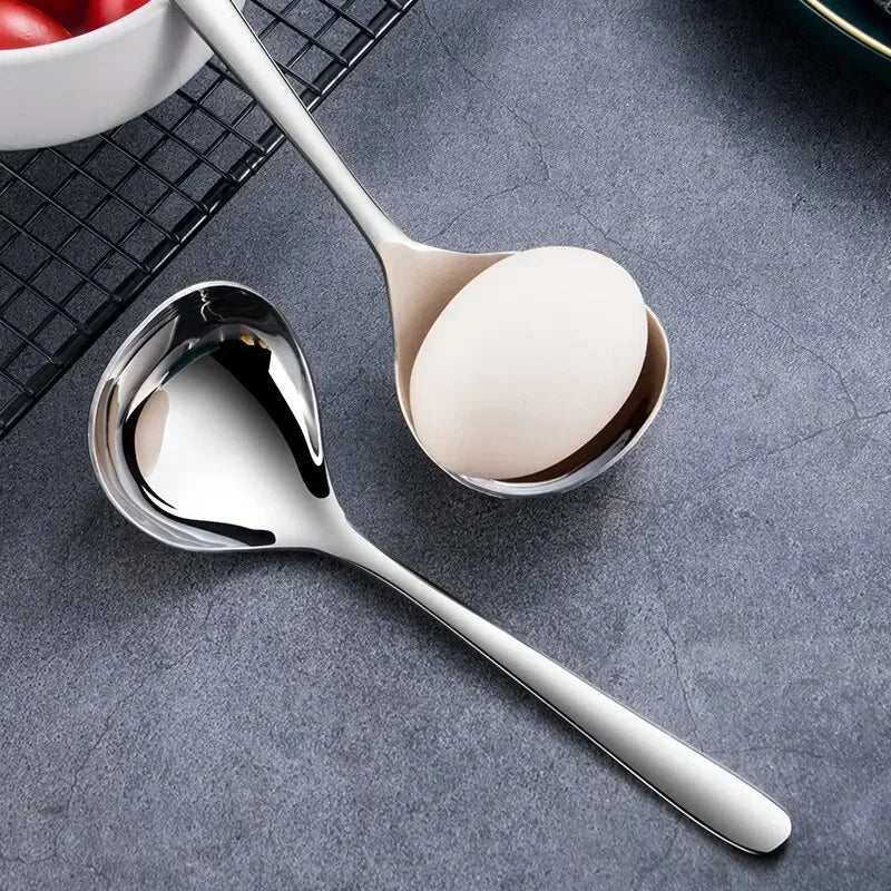 304 Stainless Steel Spoon Soup Rice Longhandle Tableware Kitchen Qme