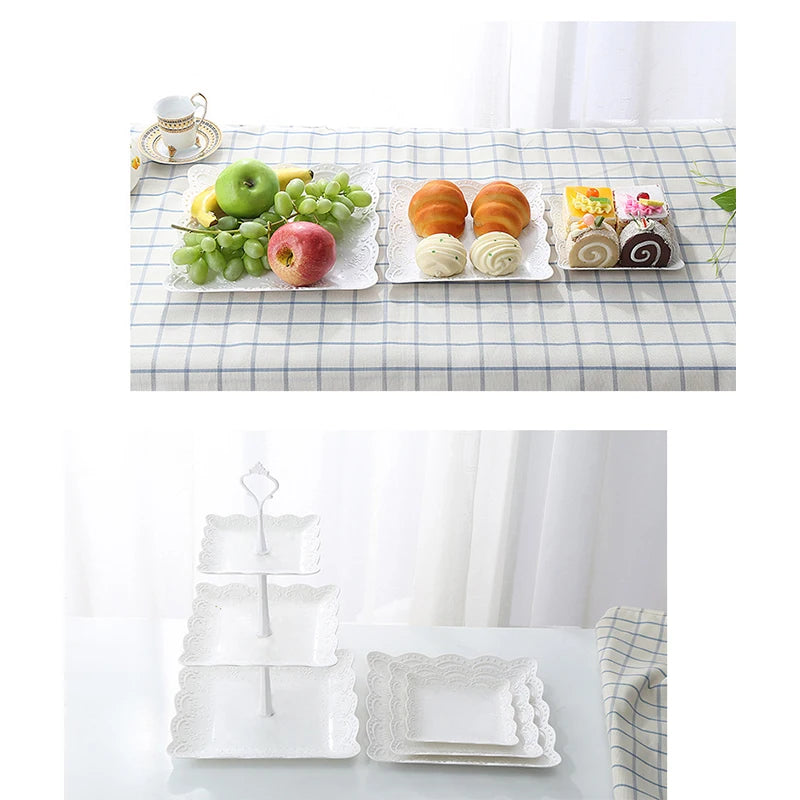 PPServing Stand Dessert Tower Sum Fruit Tray 2 3 Tier Tea Party Baby Qme