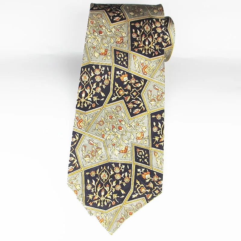 Luxury Silk Tie Man Green Wide Necktie Print Red Black Deer Sleigh Qme RT3
