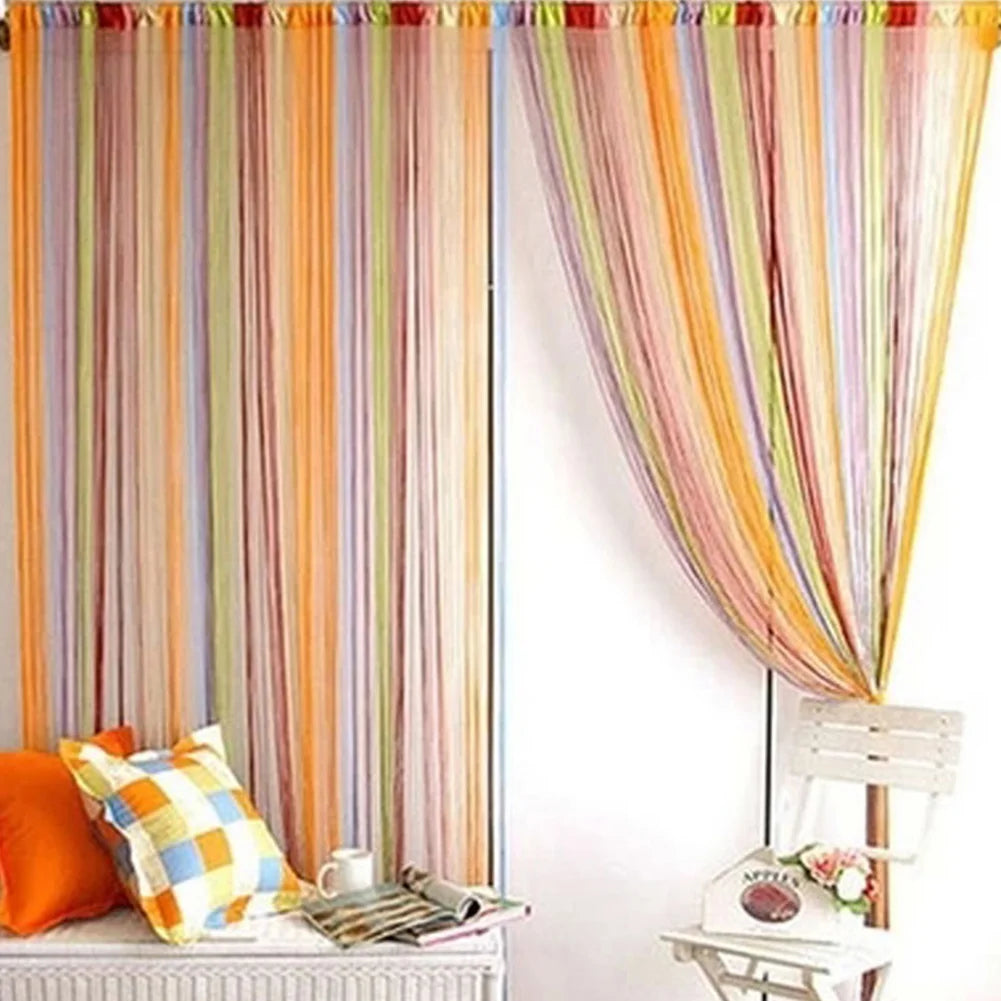 100x200cm String Curtain Multi-Color Wall Panel Fringe Window Room Divider Tassel Screen for Home Door Curtain Decor Qme