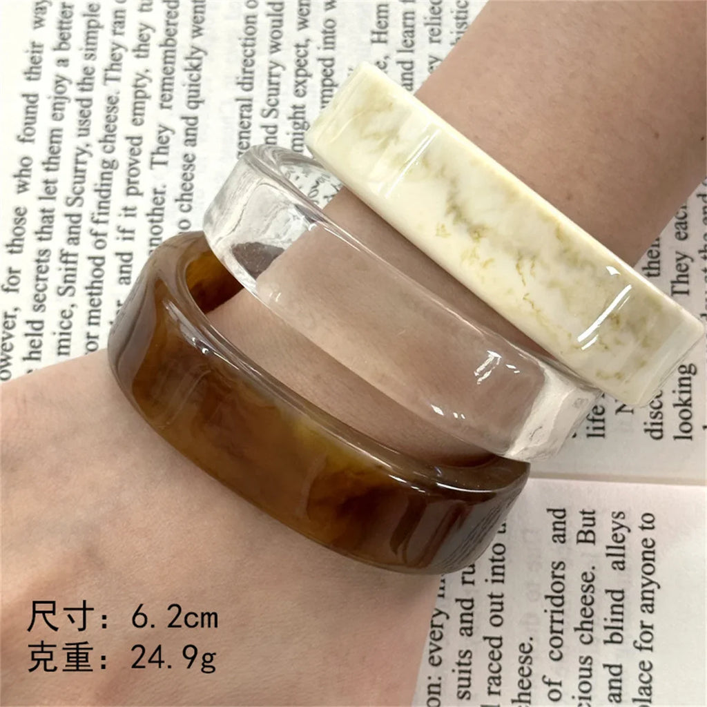 Fashion Y2k Irregular Acrylic Resin Chunky Wide Bangles for Women Kpop Geometric Charm Bracelet Couple Jewelry Pulseras Bangle Qme