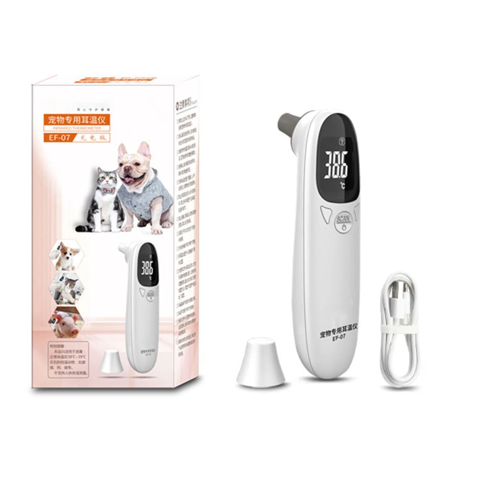 Cat Thermometers Ear cat Dog Tech Supplies Puppy Thermometers Fever Detection Device For Pet High-Precision Accurate Led Display Qme