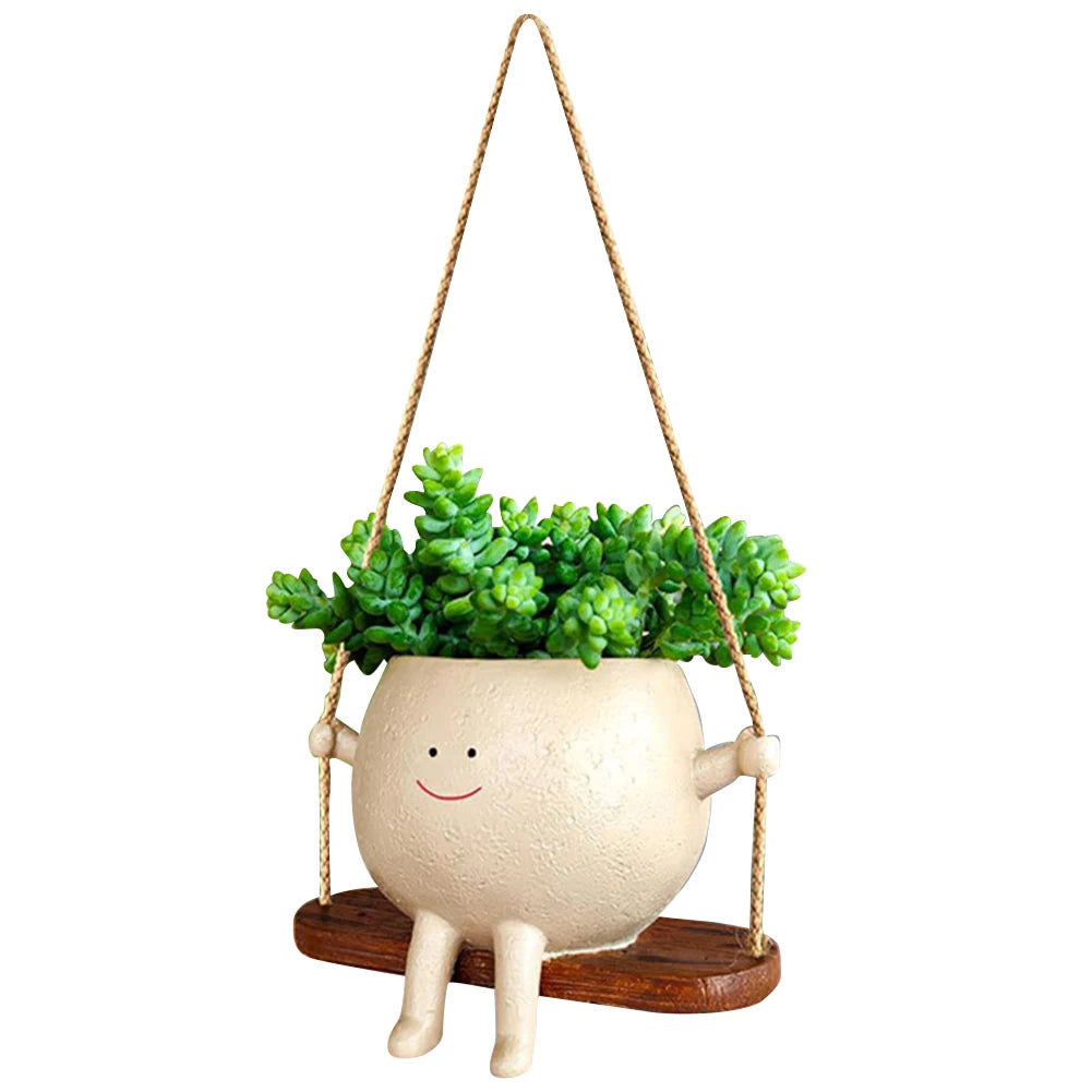 Plant Succulent Pots Resin Face Head Planter Creative Wall Hanging Head Planter Multifunctional Home Garden Patio Accessories Qme