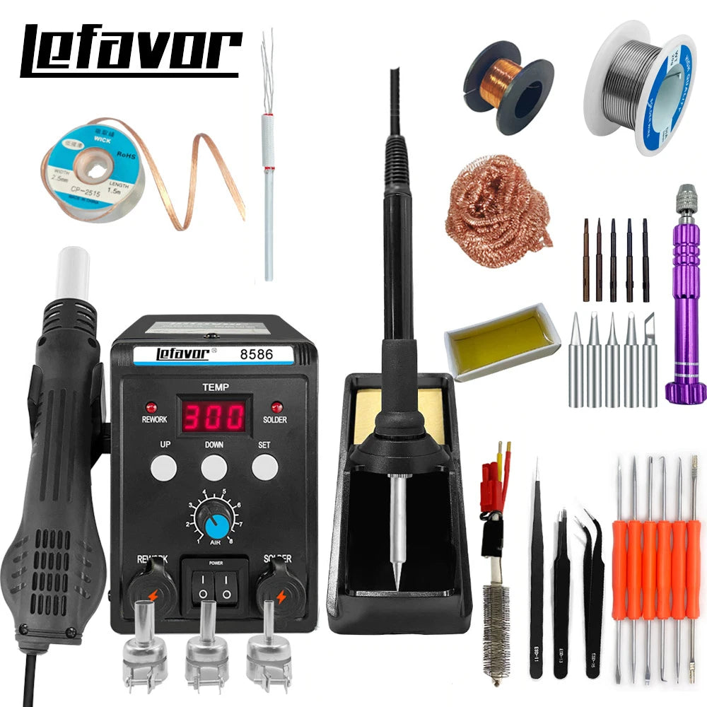 1 Digital Soldering Station Air Gun Solder Iron SMD BGA Rework Qme
