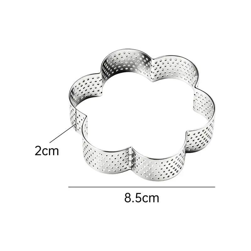 Flower-shaped Tart Mold Hole Ring Stainless Steel Bottom Tower Fruit Qme E