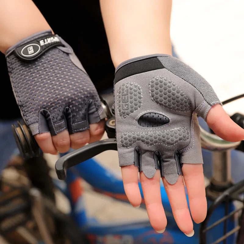 Children's Gloves Half Finger Outdoor Sports Kids Cycling Boys Girls Protection Antislip Breathable Thin Spring Summer Gloves Qme