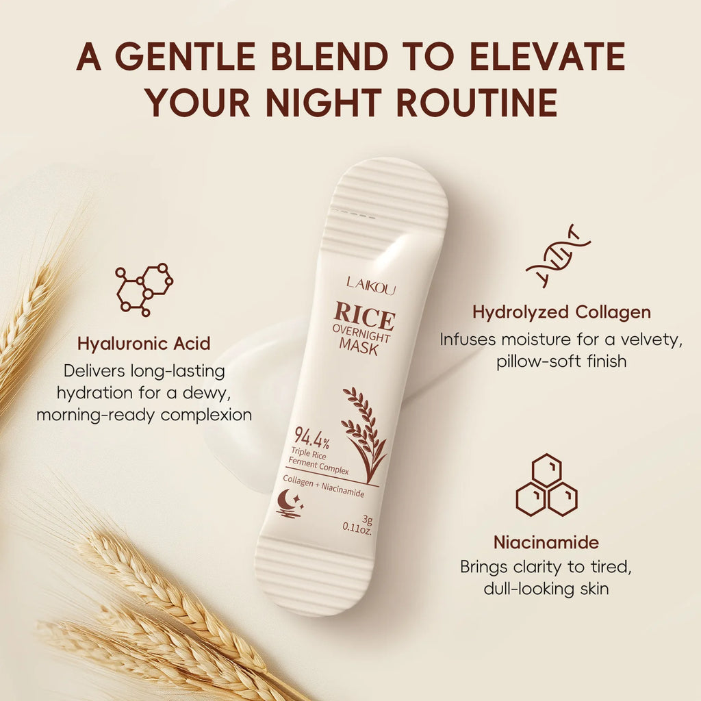 Rice Raw Pulp Whitening Sleep Mask Dark Spots Remover Fade Melanin Reduce Fine Lines Brighten Essence Korean Beauty Skin Care Qme