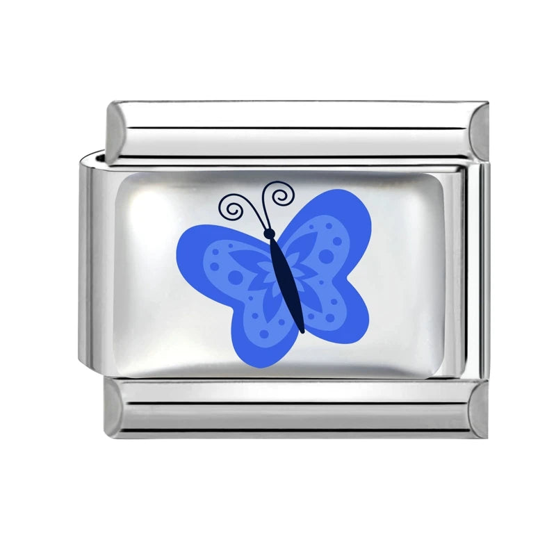 New 2026 Y2K Rainbow Heart Earth Blue Series Pattern Italian Charm Links Fit 9mm Stainless Steel Bracelet Jewelry DIY Making Qme Style 3