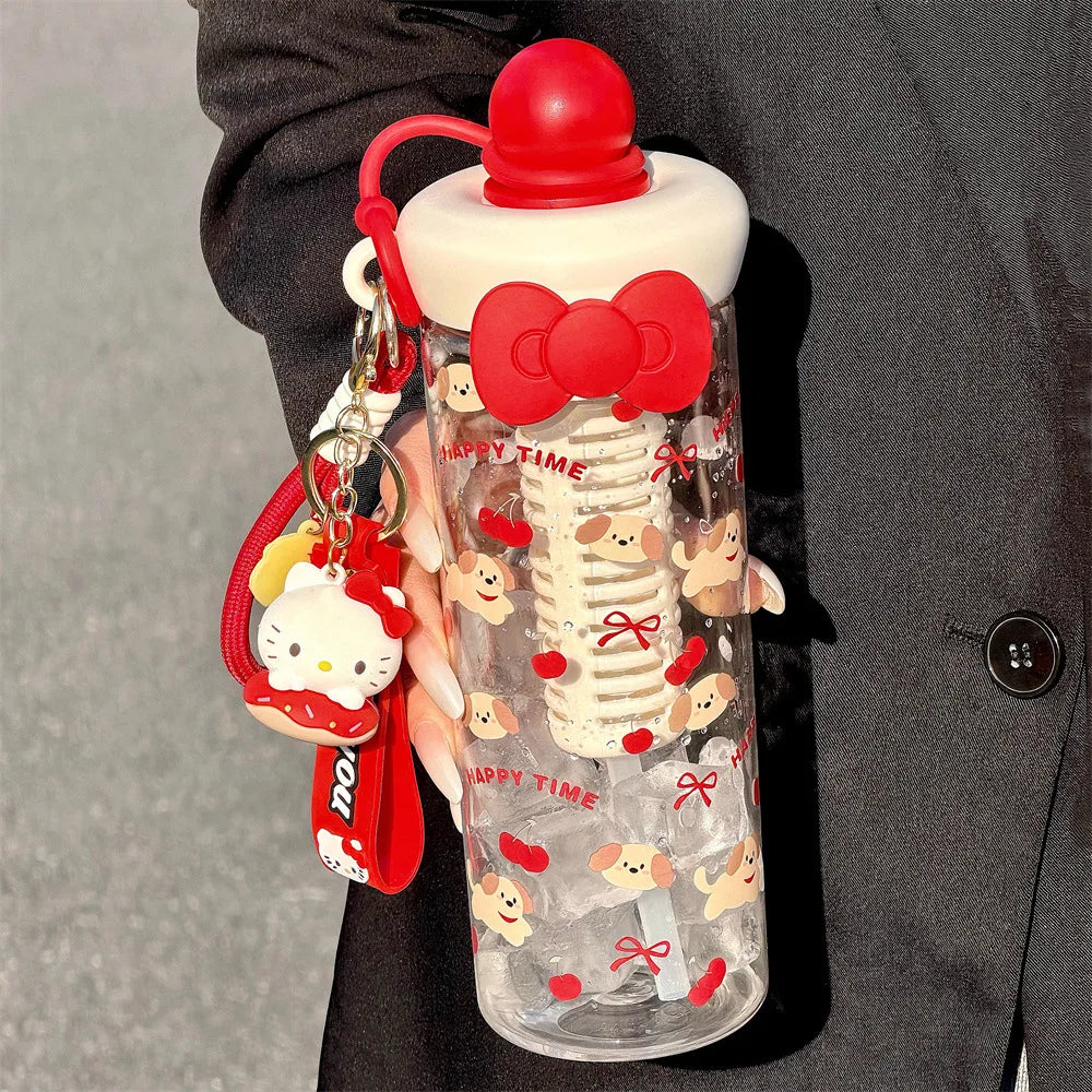 Hello Kitty Cute Cartoon Water Cup Stylish for Girls Large-Capacity Portable Summer Student Straw Cup Qme 2 600ml