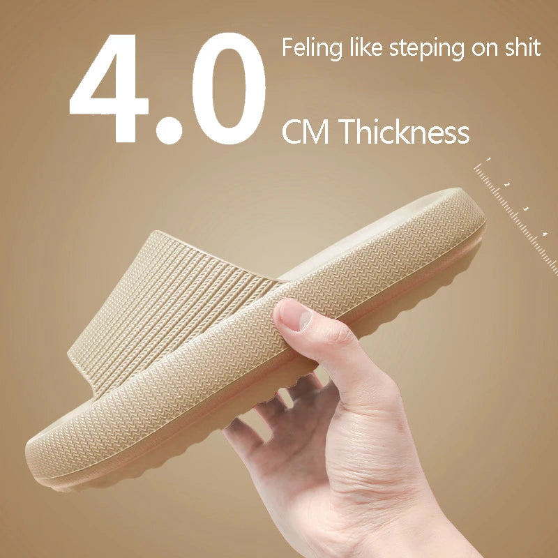 Cloud Sliders Women Men Non-Slip Bathroom Slippers Summer Soft Flip Flop Pillow Sliders Platform Pool Sliders Shower Shoes for I Qme A-Khaki 4.0cm 36-37