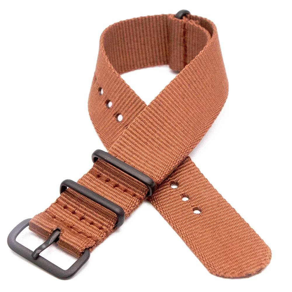 Sports Watch Band Nylon Strap Stainless Steel Black Frosted Buckle