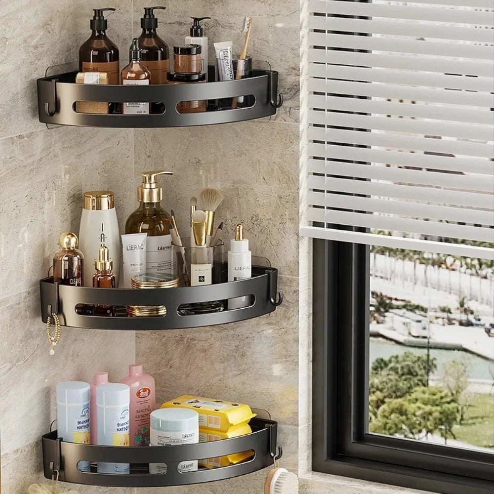 1 2 No Drill Required Bathroom Storage Shelf Holder Shower Caddy Qme