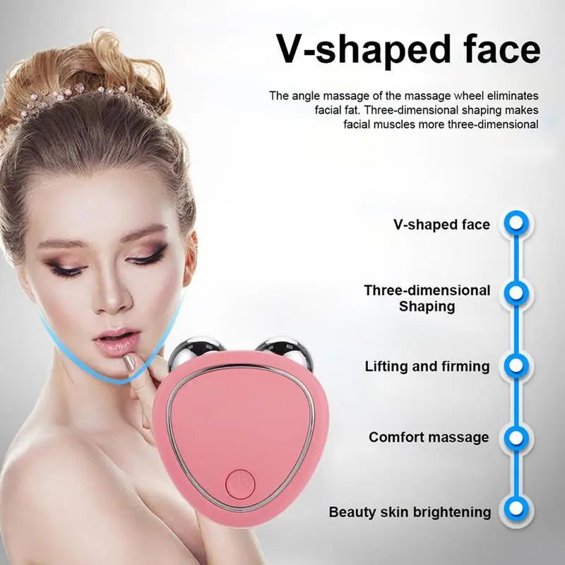 Mini Microcurrent Facial Device+facial Serum EMS Face Lift Massager Qme