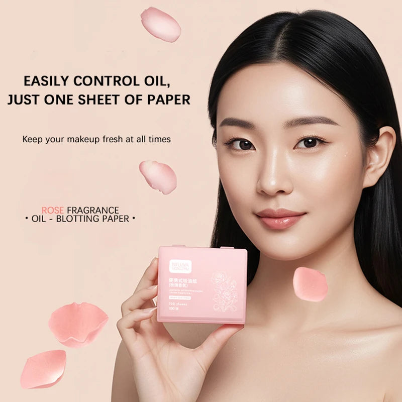 100 Oil Control Paper Mirror Housing Self-adhesive Powder Puff Face Qme