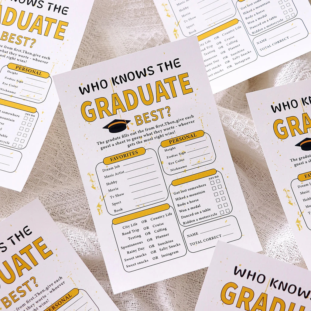 5-50Pcs Yellow Graduate Game Card Graduation Season Creative Gift Tabletop Game for Students Grad Celebration Supplies Qme