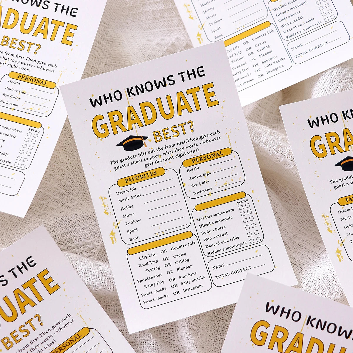 5-50Pcs Yellow Graduate Game Card Graduation Season Creative Gift Tabletop Game for Students Grad Celebration Supplies Qme