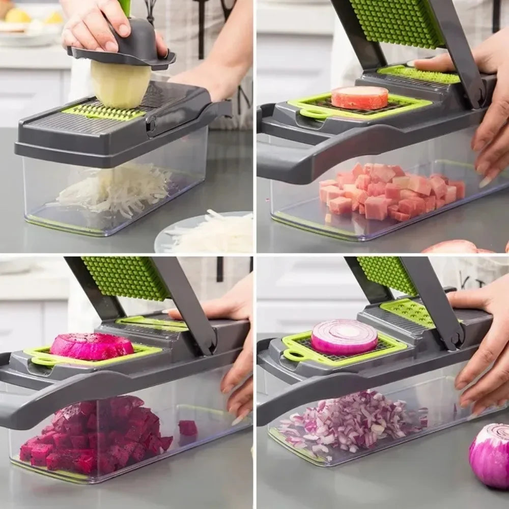 Multifunctional Vegetable Chopper Handle Food Grate Slicer Dicer Cut Qme