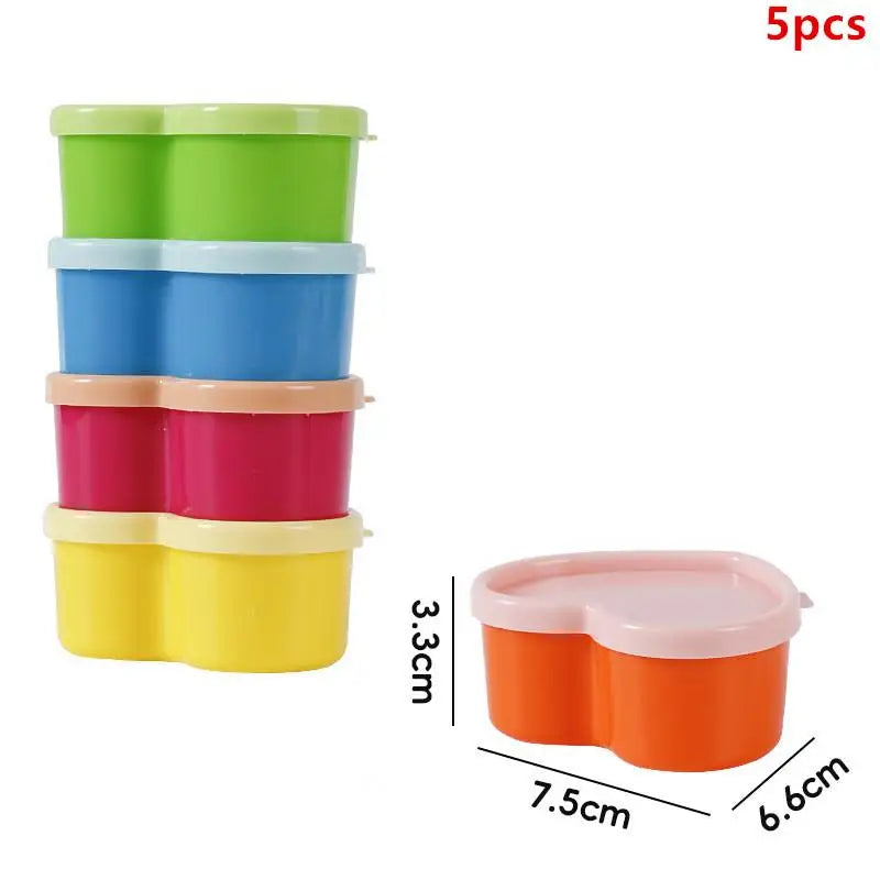 Flower Heart Square Shape Lunch Box Plastic Condiment Bottle Ketchup Qme Heart