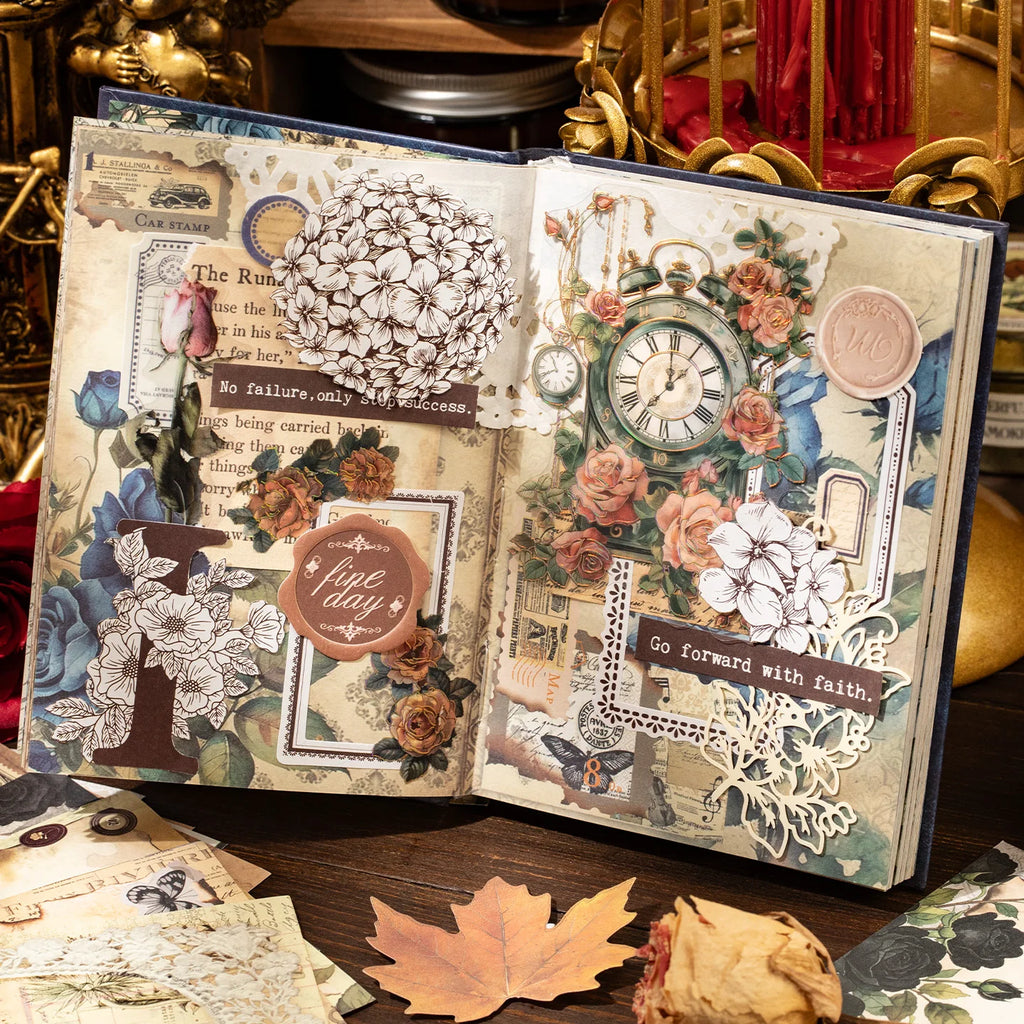 TIANZI 192Pcs Vintage Diary Album Background Paper DIY Scrapbooking Junk Journal Stationery Supplies Colored Decoration Material Qme