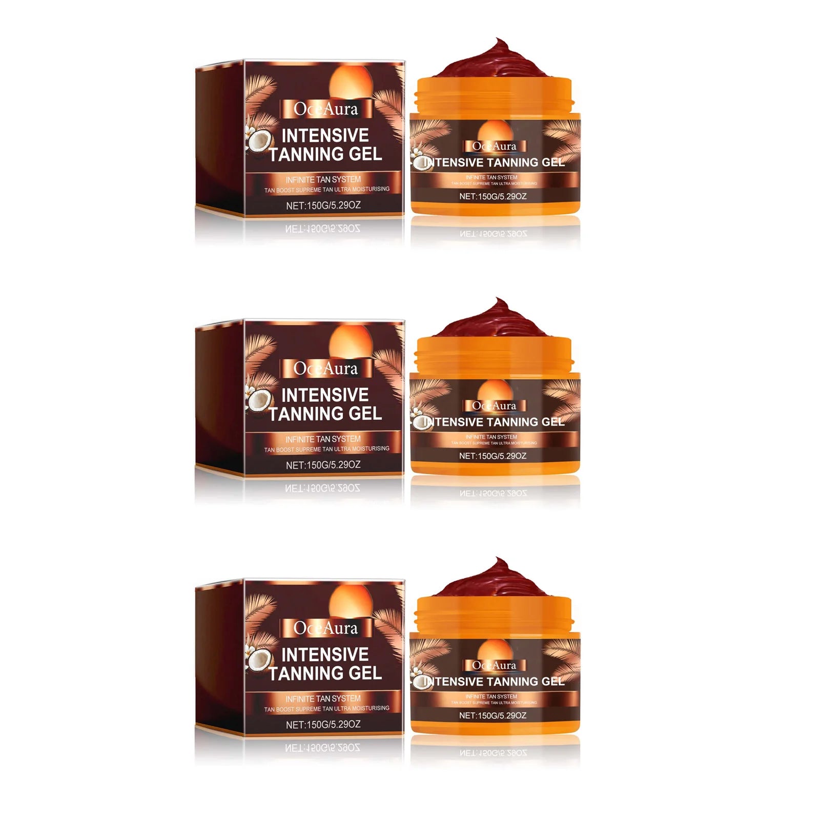 Intensive Tanning Gel & Cream Set Accelerator Bronzing Dark Skin Long Lasting Moisturizing Face Body Sunless Self Tanning Cream Qme 3Pcs