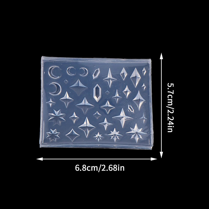 Silicone Nail Art Molds Rhombus Diamond Pentagram Design Carving Qme
