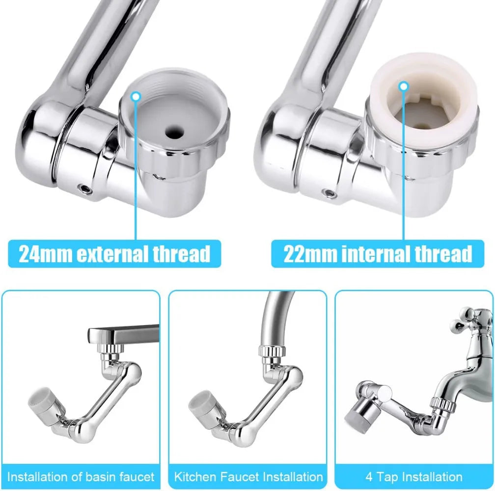 99% Universal 1080° Rotary Extender Faucet Splash Head Aerator Plastic for Kitchen Washbasin Tap Bubbler Nozzle Robotic Arm Qme