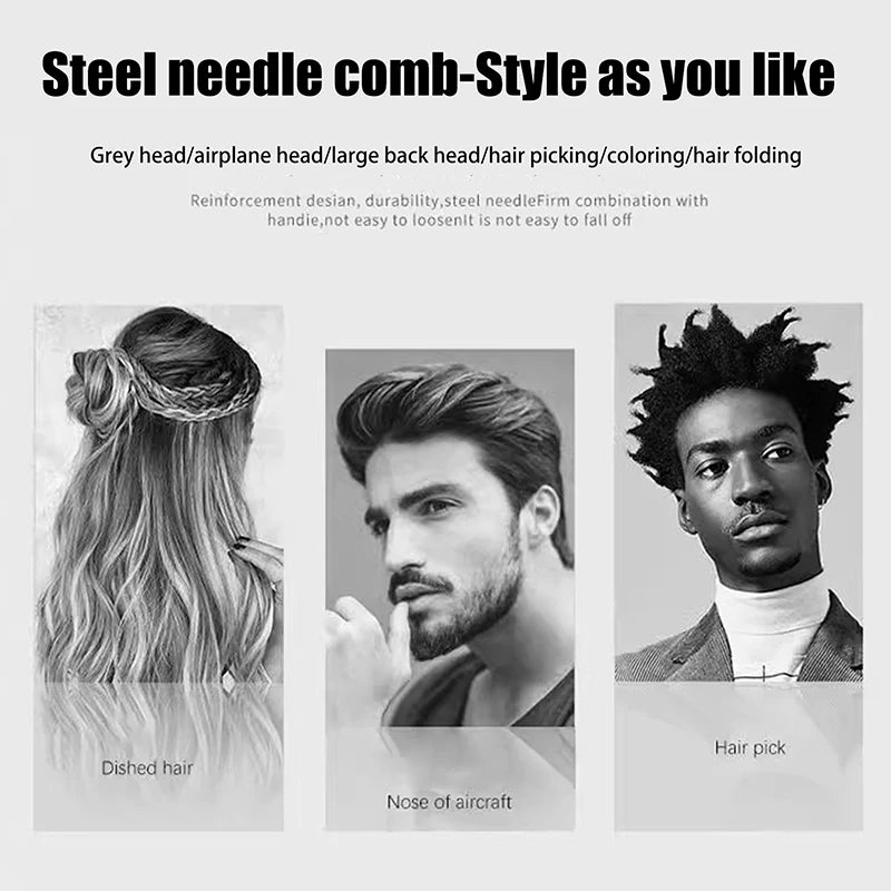 Black Metal African American Pick Comb Hair Combs Hairdressing Salon Qme