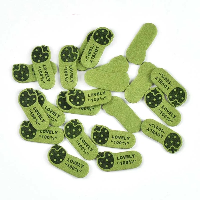 30Pcs 13.5x29mm Lovely Strawberry Pattern Embossed Labels For Sewing Accessories Kids DIY Clothes Handmade Crafts Garment Tags Qme 12