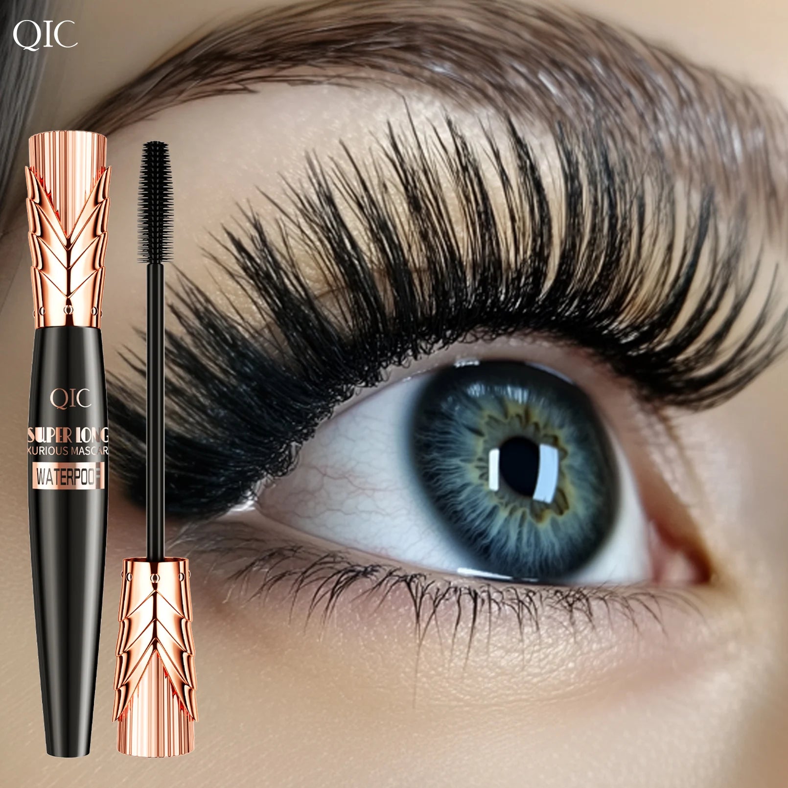 5D Black Waterproof Mascara Lengthens Eyelashes Extension Thick Silk Fiber Mascara Female Makeup Eye Cosmetics Tools for Gifts Qme