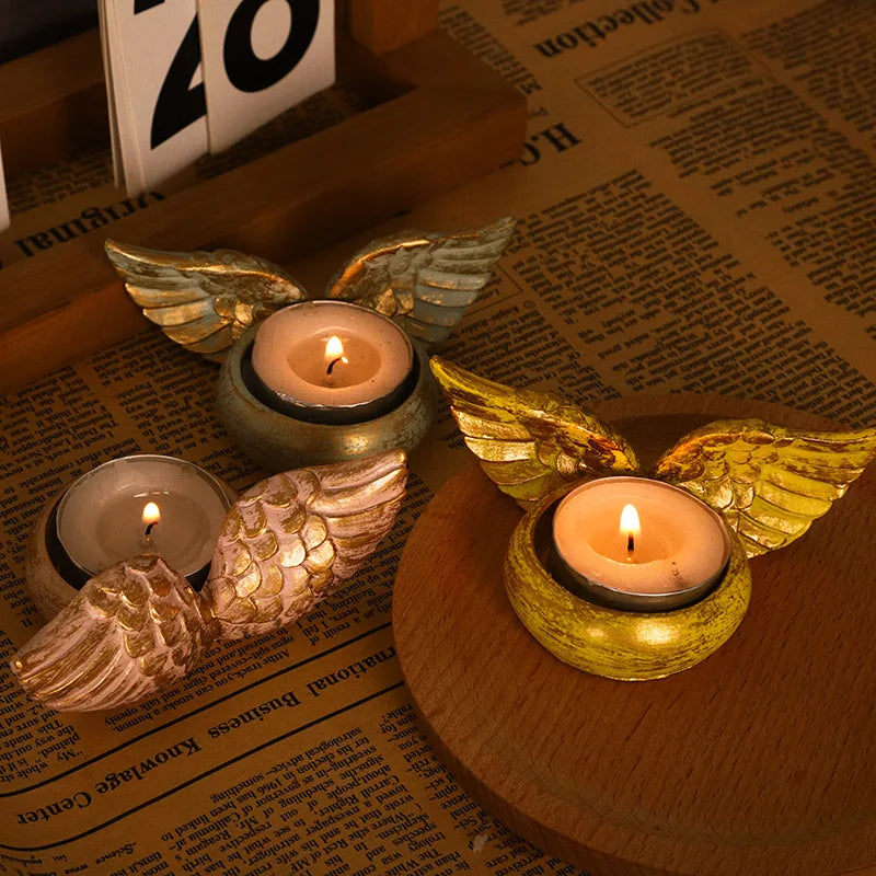 Retro Angel Wing Resin Candle Cup Classic Home Decoration Ornament Qme